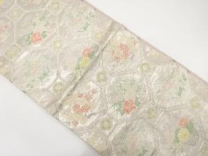 アンティーク　蜀江に花籠模様織り出し袋帯（材料）